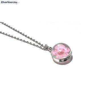 Zilveren pruimenbloesem ketting, Verzenden, Nieuw, Zilver