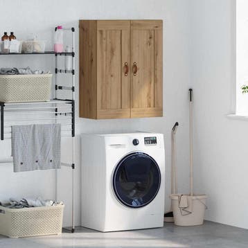 vidaXL Wandkast Artisan Eiken 69,5 x 34 x 90 cm Bewerkt hout, Minder dan 50 cm, Verzenden, Nieuw, Minder dan 100 cm