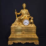 Figurale pendule Empire - Verguld brons - 1830 - Julius, Antiek en Kunst