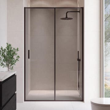 Douchewand Calgary 100 x 190 cm Zwart – Getint 8 mm, Verzenden, Nieuw, Douche