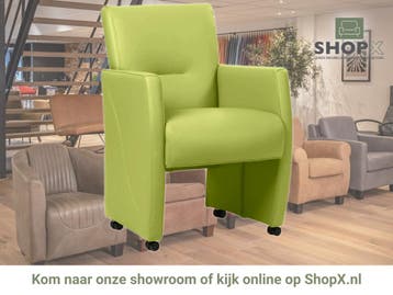 Leren eetkamerstoel Pleasure - Toledo Lime (felgroen) - Met, Huis en Inrichting, Eigentijds, Modern, Overige kleuren, Nieuw, Leer