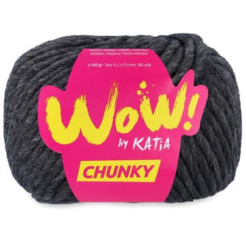 Katia WOW Chunky - 52 Antraciet - Bulky Acryl/Wolmix Garen, Ophalen of Verzenden, Nieuw