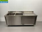 RVS Spoeltafel dubbele spoelbakken 2 schuifdeuren, Ophalen of Verzenden, Nieuw in verpakking