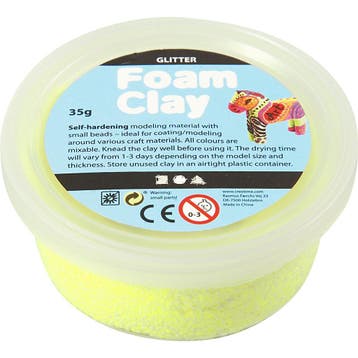 Foam Clay®, glitter, geel, 35 gr/ 1 Doosje, Nieuw