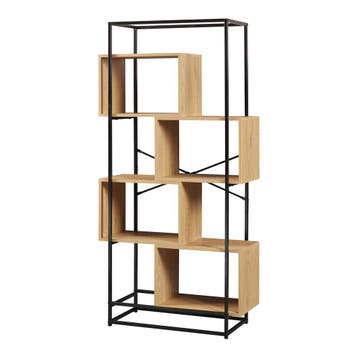 Boekenkast Rennebu open kast 160x80x33 cm zwart en eikenkleu, Verzenden, Nieuw