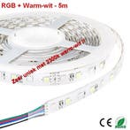 5Meter LEDstrip RGB en Gold Warm-wit 300 smd -IP65, Verzenden, Nieuw