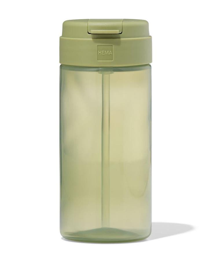 HEMA Schoolbeker met rietje 300ml groen, Huis en Inrichting, Keuken | Servies, Nieuw, Verzenden