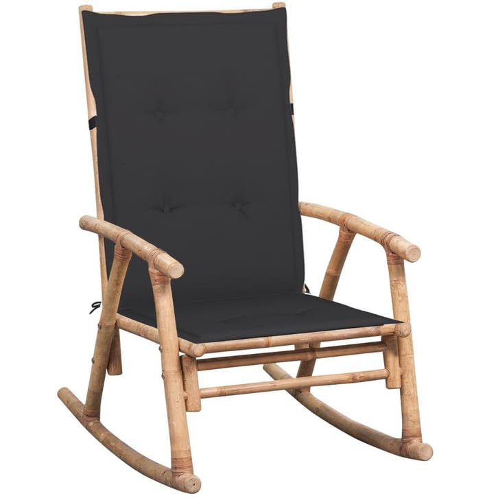 vidaXL Schommelstoel met kussen bamboe, Tuin en Terras, Tuinstoelen, Nieuw, Hout, Verzenden