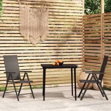 vidaXL 3-delige Tuinset zwart, 2 zitplaatsen, Verzenden, Nieuw, Rvs