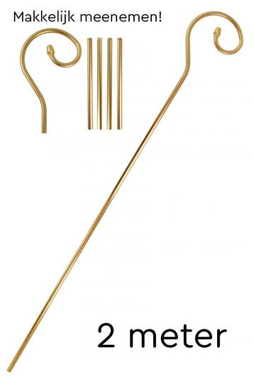 KIMU® Luxe Staf Sinterklaas Metaal Lichtgewicht 2 Meter Alum, Ophalen of Verzenden, Nieuw