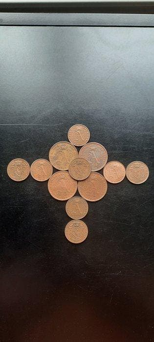 België. Léopold II, Léopold III. 1 cent, 2 cent 1894-1912