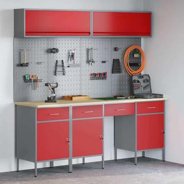 vidaXL Werkkast set 10 st Rood Poedergecoat staal en, Verzenden, Nieuw