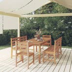 vidaXL 5-delige Tuinset massief teakhout, Verzenden, Nieuw, Teakhout, Tuinset