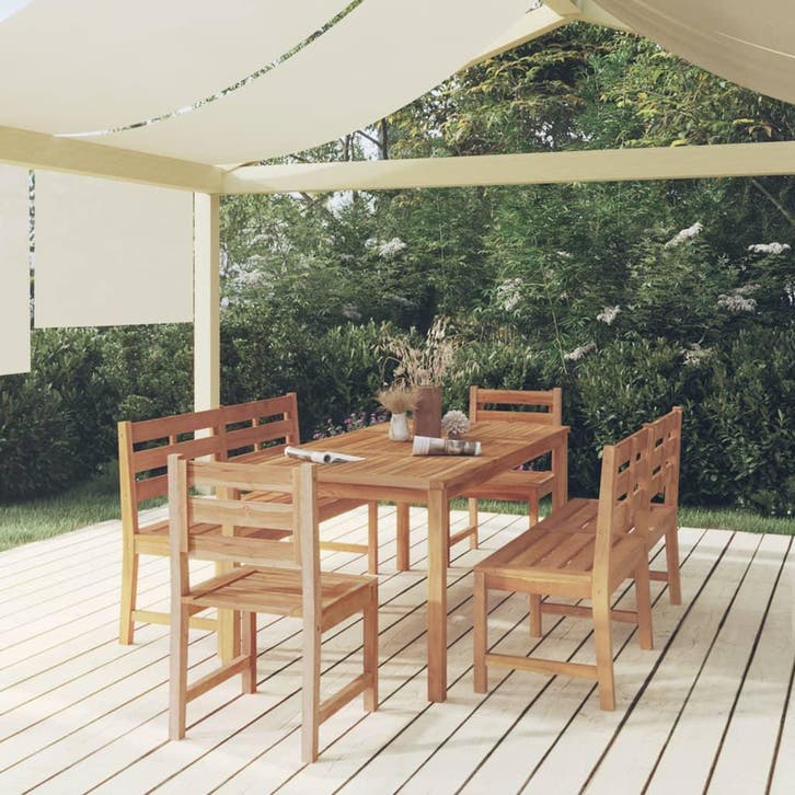 vidaXL 5-delige Tuinset massief teakhout, Tuin en Terras, Tuinsets en Loungesets, Tuinset, Nieuw, Teakhout, Verzenden