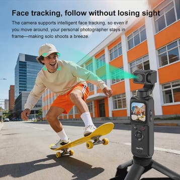 Ourlife 4K Actiecamera met 330° Face Tracking Gimbal Stabili, Verzenden, Nieuw