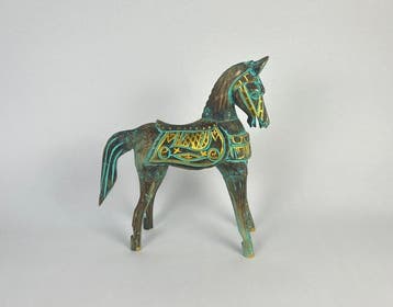 sculptuur, Indonesisch Paard in Alabasiahout - 33 cm -