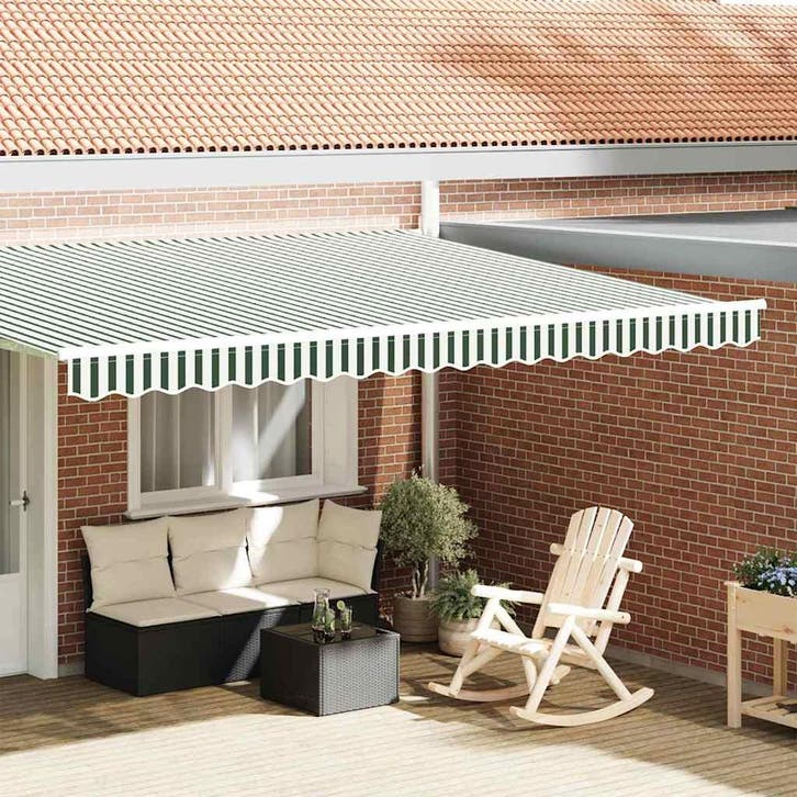 vidaXL Vervangende markies volant Groen en Wit 4,5 m, Tuin en Terras, Zonneschermen, Nieuw, Verzenden