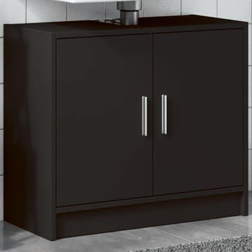 vidaXL Wastafelkast 63x29x55 cm bewerkt hout zwart, Verzenden, Nieuw, Wastafelkast, Minder dan 100 cm