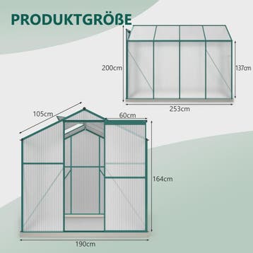 Aluminium Kweekkas met Fundering 4,75 M² - 190x253 cm met Da, Verzenden, Nieuw