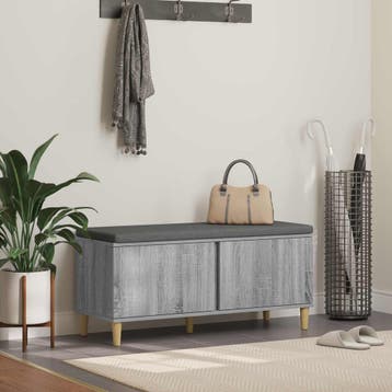 vidaXL Halbank met kussen met opslag Grijze Sonoma 100 x 38, Verzenden, Nieuw