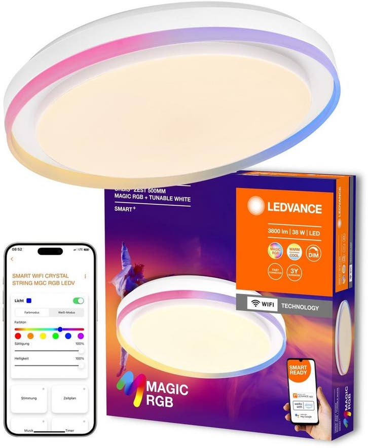 2dekans | Ledvance Smart+ Orbis Zest wifi plafonnière – Ø 50, Huis en Inrichting, Lampen | Plafondlampen, Zo goed als nieuw, Ophalen of Verzenden
