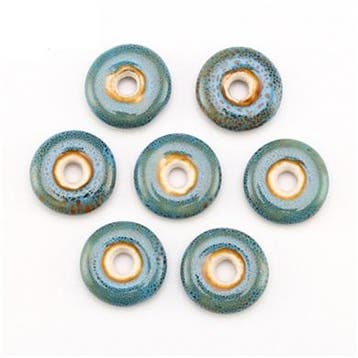 10 Blauwe Keramiek Donut Kralen, Verzenden, Nieuw