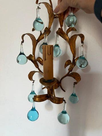 Wandkandelaar - Metaal - Applique / zeldzame pendanten, Antiek en Kunst