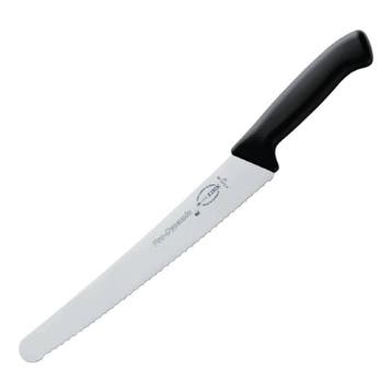 Gekarteld zwart rvs mes 25,5 cm, Verzenden