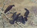 Huibert Antonie Ravenswaay (1891-1972) - Kraaien in boom, Antiek en Kunst