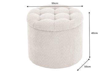 Ronde kruk MODERN BAROQUE 50cm champagne bouclé met, Ophalen of Verzenden, Nieuw