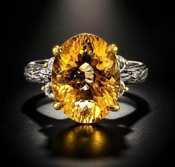 925 zilver, zwart gerhodineerd - Citrien - Topaas - Ring