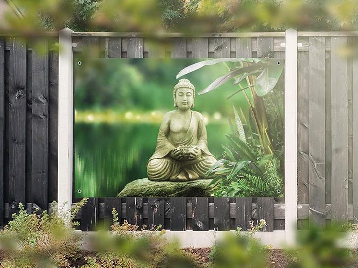 NR 1319: Tuinposter Boeddha groen 120x180cm, Tuin en Terras, Tuinwanddecoratie, Nieuw