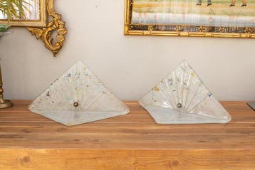 Nachtlampje (2) - lampenkap - Glas, Messing - Murano-waaier