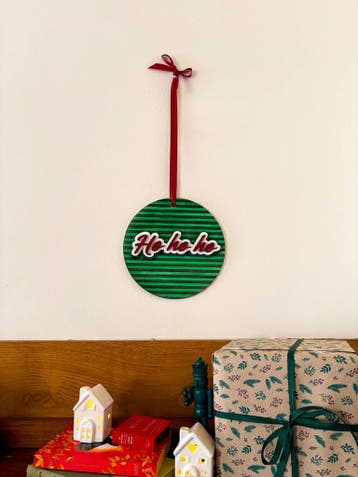 Muurdecoratie Ho ho ho strepen - Handgeschilderd - Ø15cm, Diversen, Ophalen of Verzenden, Nieuw