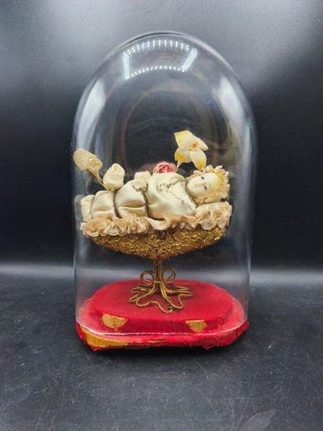 Beeldje - Maria Bambina - Was, Glas, Hout, Antiek en Kunst
