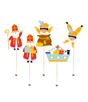 Cocktail Prikkers Sinterklaas Cartoon Vigo (16st), Ophalen of Verzenden, Nieuw