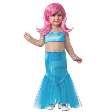 Zeemeemin jurkje en pruik meiden - Zeemeermin kleding, Ophalen of Verzenden, Nieuw