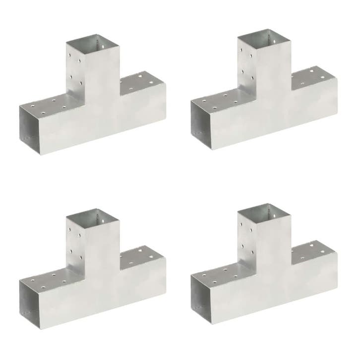 vidaXL Paalverbindingen 4 st T-vorm 71x71 mm gegalvaniseerd, Tuin en Terras, Palen, Balken en Planken, Nieuw, Verzenden