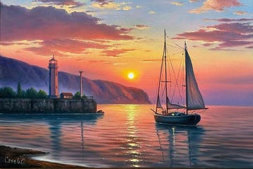 Sergei Stoev (1971) - Sunset. Lighthouse