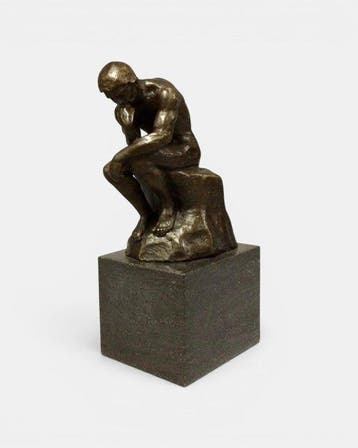 Beeldje, De Denker naar Rodin - 1,9 kg - 20 cm - Brons