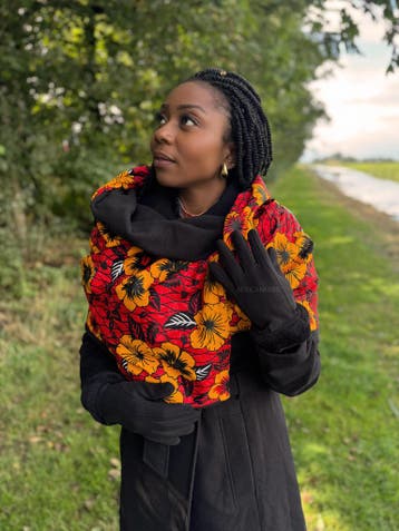 Warme Sjaal met Afrikaanse print Unisex - Rode Flowers, Ophalen of Verzenden, Nieuw