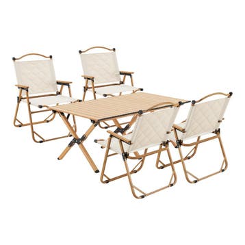 Tuinset Botrugno 5-delig campingset houtkleurig en beige cas, Verzenden, Nieuw