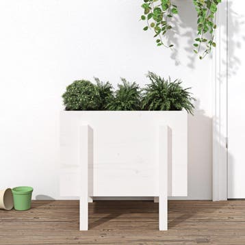 vidaXL Plantenbak 62x50x57 cm massief grenenhout wit, Tuin en Terras, Verzenden, Nieuw, 60 tot 100 cm, Hout