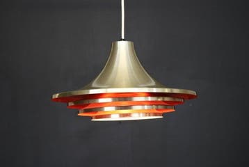 Lamp - Deense goudkleurige en orangje designlamp - Aluminium