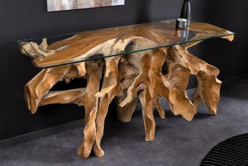 Massieve wandtafel ROOT 150cm naturel teakhout massief, Ophalen of Verzenden, Nieuw
