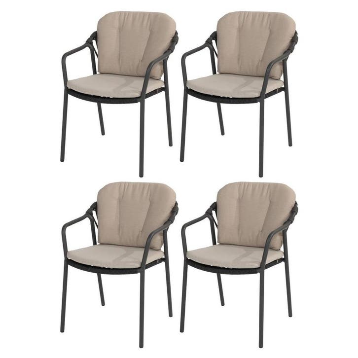 Manitoba stapelbare tuinstoel antraciet Taste 4SO set van 4, Tuin en Terras, Tuinstoelen, Nieuw, Aluminium, Ophalen of Verzenden