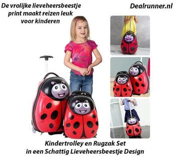 Kindertrolley en Rugzak Set in een Schattig Lieveheersbeestj, Verzenden, Nieuw