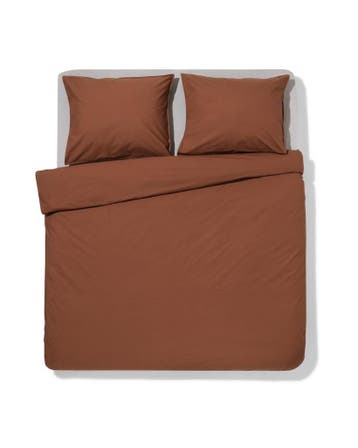 HEMA Dekbedovertrek 240x200/220cm hotel katoen percal bruin, Verzenden, Nieuw, Bruin