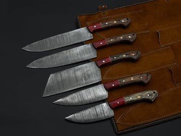 Japanese Style Kitchen Knife SET With Leather BAG Included -