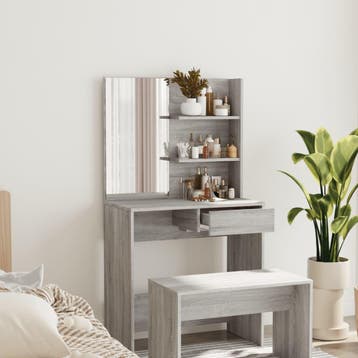 vidaXL Kaptafel met spiegel 74,5x40x141 cm grijs sonoma, Huis en Inrichting, Tafels | Salontafels, Verzenden, Nieuw, Overige houtsoorten